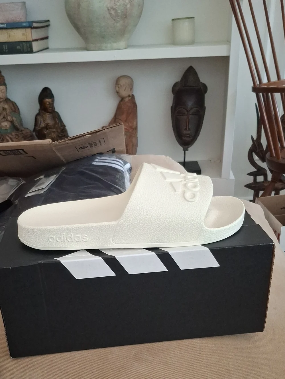 adidas Men’s Slide Sandal in Off-White Cream